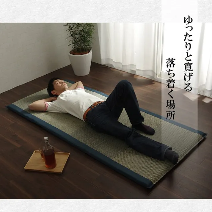 ノア い草 い草マット 国産 ごろ寝マット くつろぎ 折畳み可 ブラウン 約90×200cm 夏用 ベッドマット 和室用【別送品】
