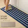 シンプルボーダー キッチンマット 洗える ネイビー 約45×240cm【別送品】