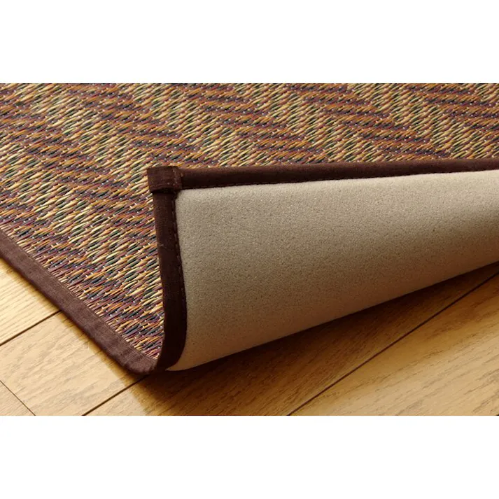 Fナール い草ラグ トレンド スタイリッシュ 国産 カーペット シンプル ネイビー 約191×191cm 防音対策【別送品】