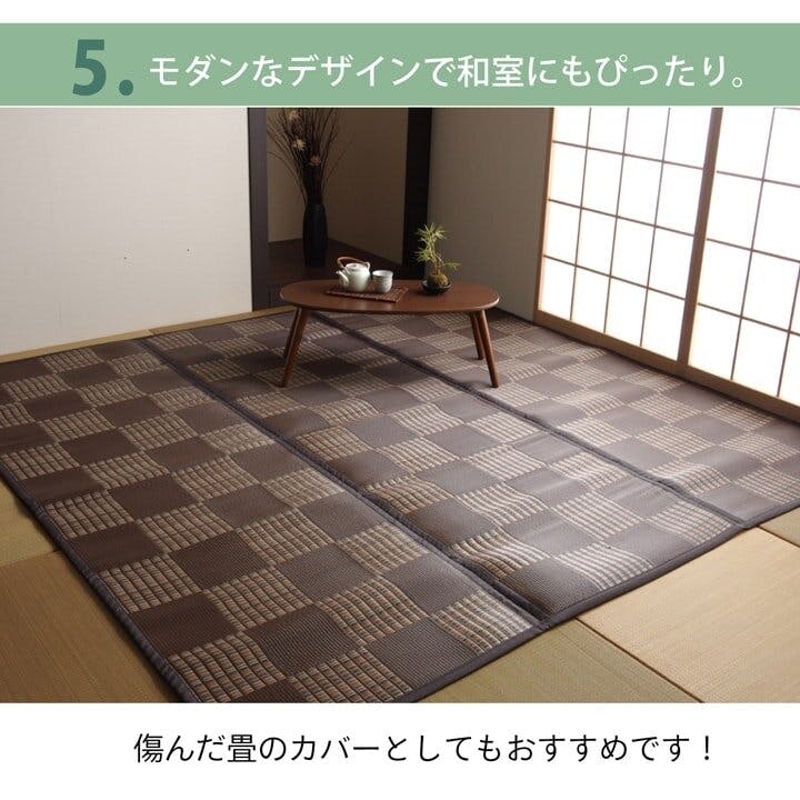 IKEHIKO ウィード ラグ PPカーペット 「F」 ブラウン 江戸間6畳