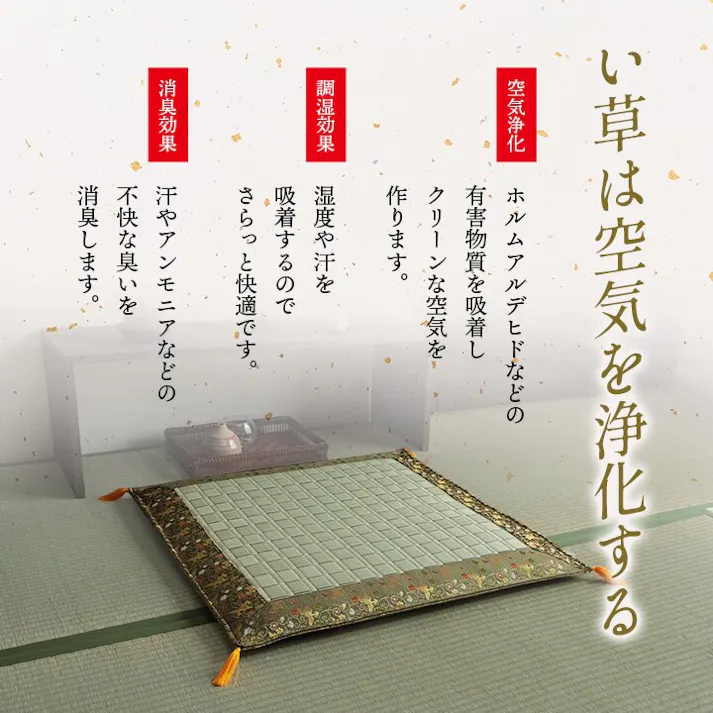 松川 日本製 い草 御前座布団 盆 法事 仏前 掛川織 シンプル 約70×70cm リビングインテリア 快適アイテム おしゃれ雑貨 和モダンインテリア 調湿 夏用 ペット用【別送品】