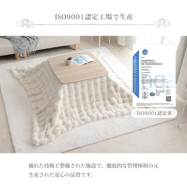 ラピアスプレミアム こたつ布団 長方形 こたつ掛布団 省エネ 韓国インテリア 海外風 新生活 北欧 姫系 ふわふわ アイボリー 約180×220cm 4550317223723【別送品】