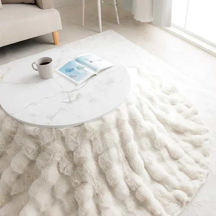 ラピアスプレミアム こたつ布団 円形 丸 こたつ掛布団 省エネ 韓国インテリア 海外風 新生活 北欧 姫系 ふわふわ アイボリー 約185cm丸 4550317223730【別送品】