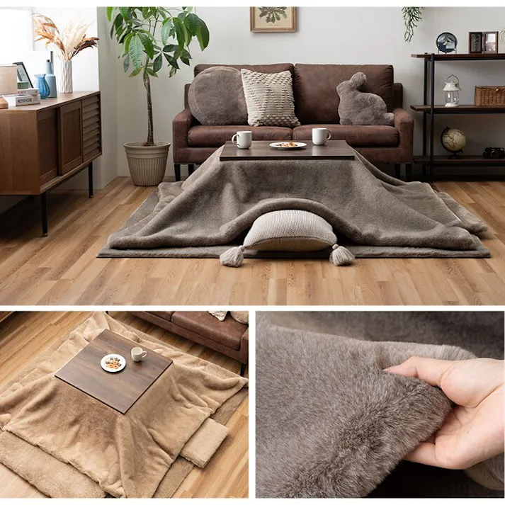 ファリー こたつ布団 長方形 大判 ローソファー こたつ フェイクファー 生地 フランネル 手洗い 無地 ミルキーベージュ 約240×320cm 4550317226434【別送品】