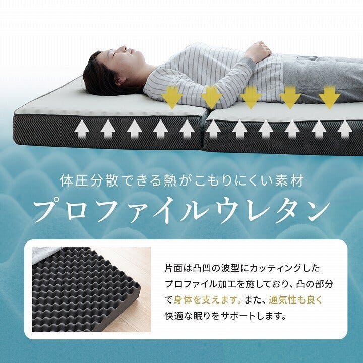 高反発プロファイルマットレス 2枚組 3cm厚 シングル プロファイル加工 硬さ176ニュートン 寝具 マットレス 代引不可 高反発プロファイルウレタンマットレス セミシングル[7633] 高反発