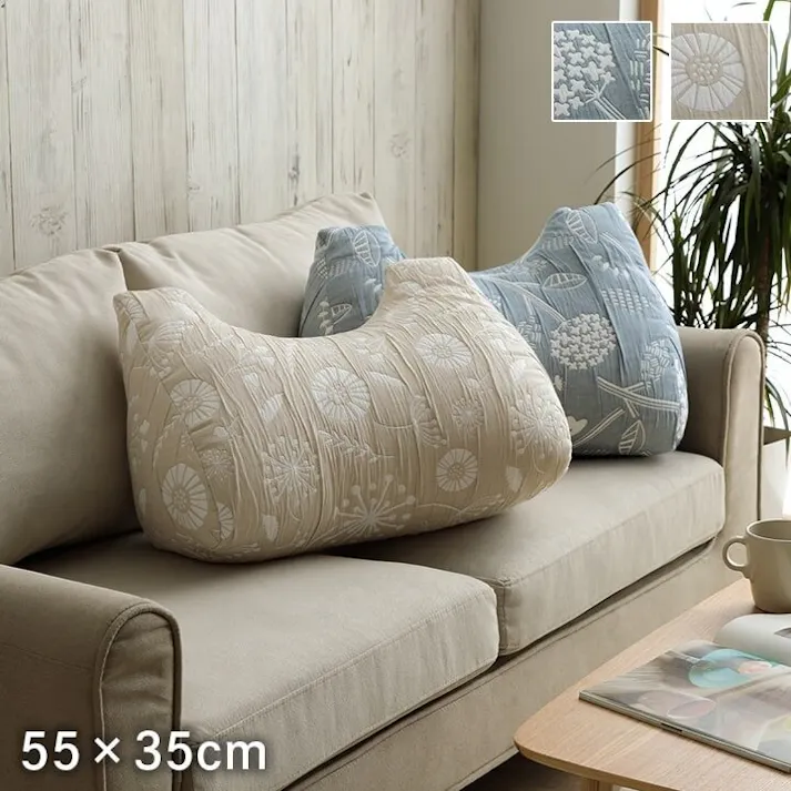 ポルク クッション 寄りかかり 洗える 背もたれ 北欧 ブルー 約55×35cm 4550317303869【別送品】