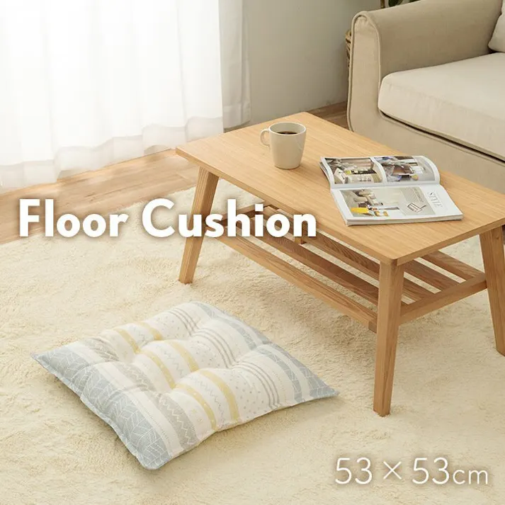 メリオ クッション 日本製 リビング用 シート 北欧 洗える ブルー 約53×53cm 4550317320927【別送品】