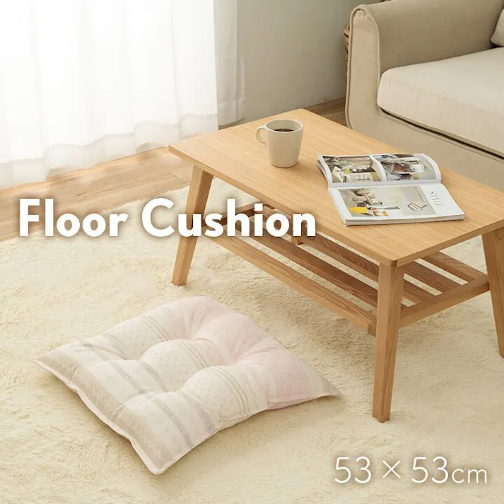 メリオ クッション 日本製 リビング用 シート 北欧 洗える ピンク 約53×53cm 4550317320972【別送品】