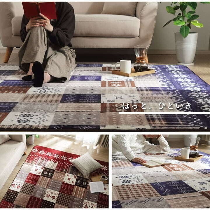 リーチェ ラグ 長方形 洗える なめらか フランネル レッド 約90×180cm