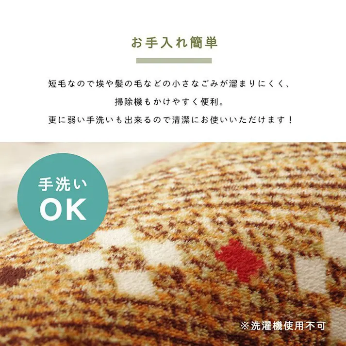 ラディ ラグ 長方形 大判 洗える ギャベ グリーン 約220×320cm ホットカーペット対応【別送品】