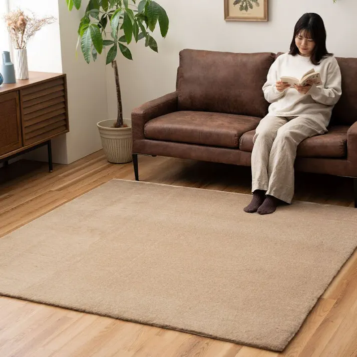ファリー ラグ おしゃれ 長方形 小さい ふわふわ 冬 フェイクファー 無地 ココアブラウン 約90×180cm【別送品】