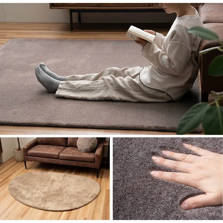 ファリー ラグ おしゃれ 長方形 小さい ふわふわ 冬 フェイクファー 無地 ココアブラウン 約90×180cm【別送品】