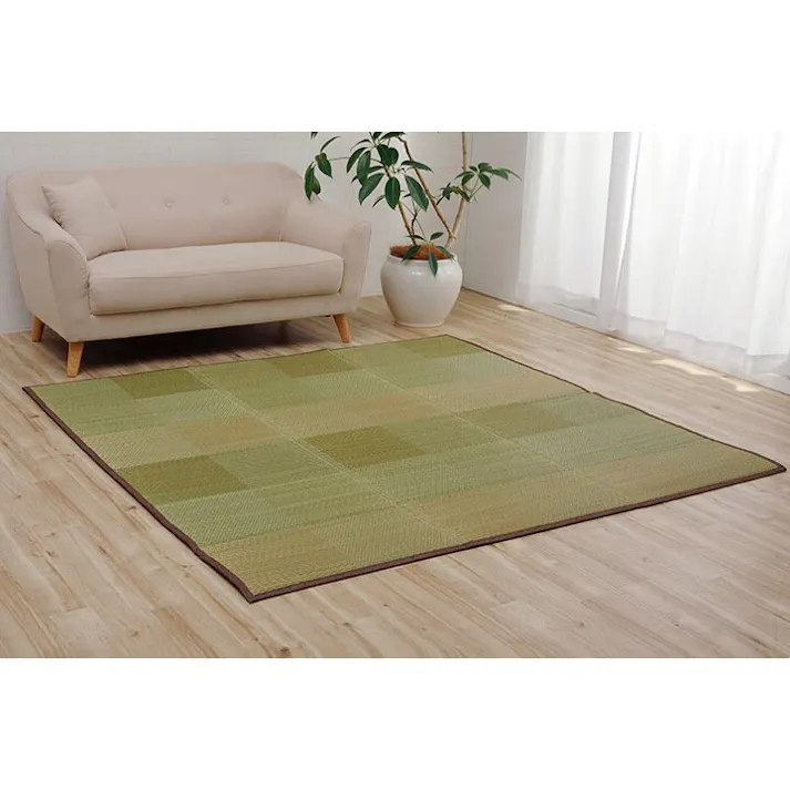 クレル ラグ 正方形 い草 自然素材 クッション性 撥水 防ダニ 滑り止め加工 抗菌防臭 消臭 ブラウン 約2畳 約190×190cm【別送品】