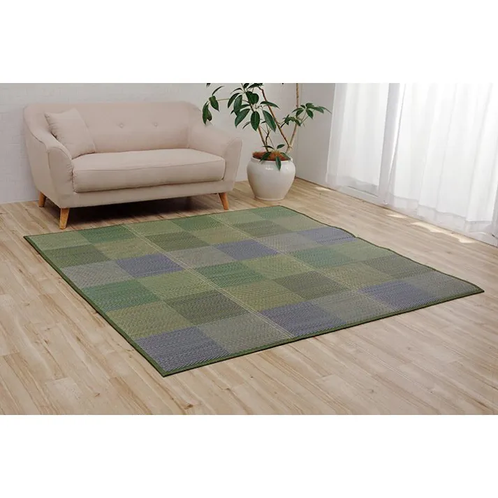 クレル ラグ 正方形 い草 自然素材 クッション性 撥水 防ダニ 滑り止め加工 抗菌防臭 消臭 ブラウン 約2畳 約190×190cm【別送品】