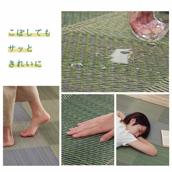 クレル ラグ 長方形 い草 自然素材 クッション性 撥水 防ダニ 滑り止め加工 抗菌防臭 消臭 ブラウン 約6畳 約240×320cm【別送品】