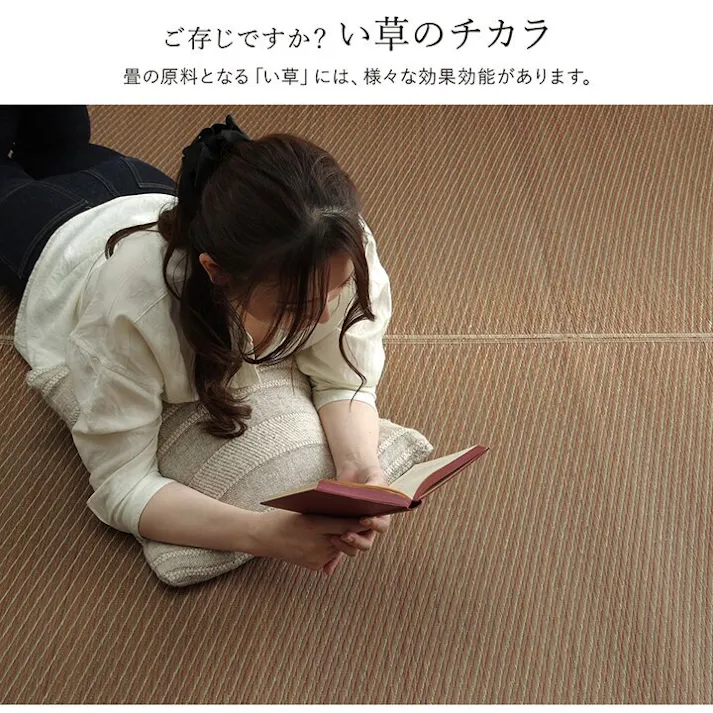 ソリッド ラグ い草 国産 純国産 日本製 シンプル 無地風 抗菌防臭 自然素材 ウレタン ライトブラウン 約191×191cm【別送品】