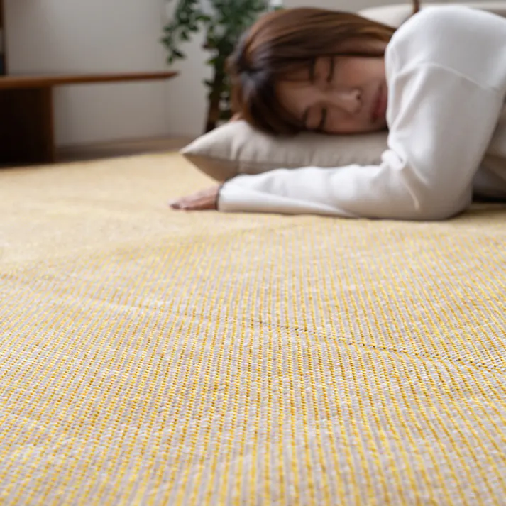 シェニフ イエロー 180×240cm 1281260291303 カーペット 無地ラグ シェニール【別送品】