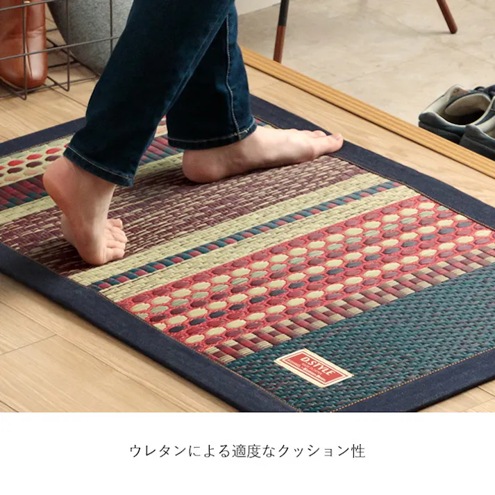 ラルフ ブルー 70×120cm 1080510044704 カーペット 玄関マット い草/ウレタン【別送品】