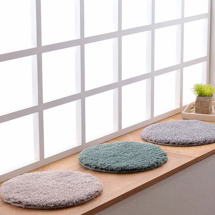 スレッド イエロー 35cm丸 1330630291505 クッション 座布団 チェアパッド ポリエステル【別送品】