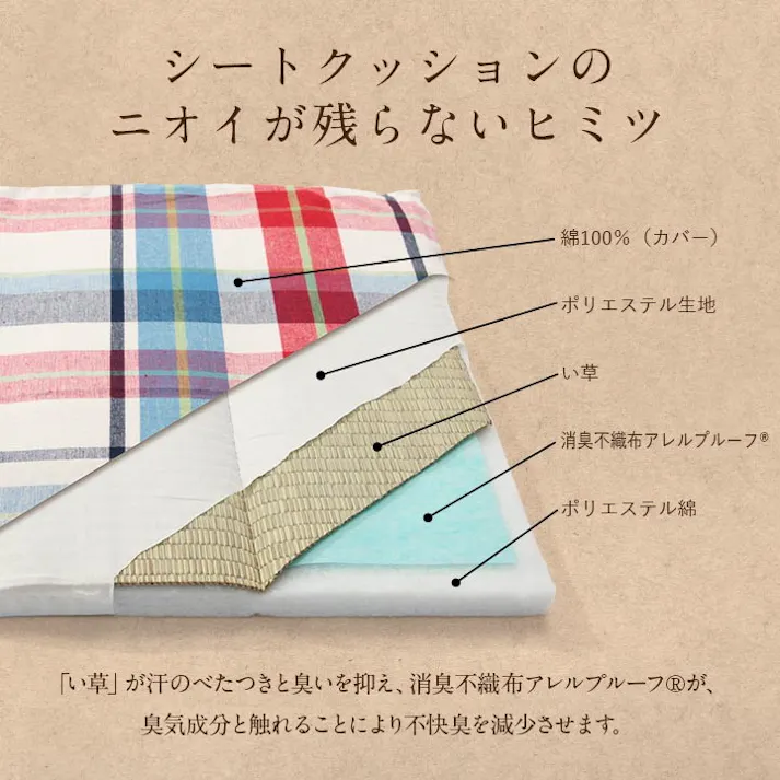 中身い草のシート 40×40cm 1360230010101 クッション 座布団 シート ポリエステル/い草【別送品】