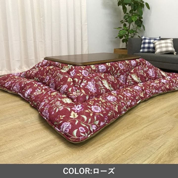 エクスタ こたつ掛布団 ローズ 205×205cm こたつ布団 花柄 あったか