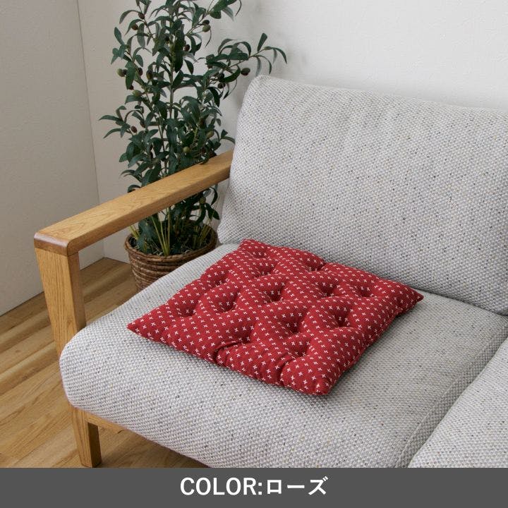 詩織 座布団 ローズ 45×45cm ローズ 日本製 刺し子柄 和室
