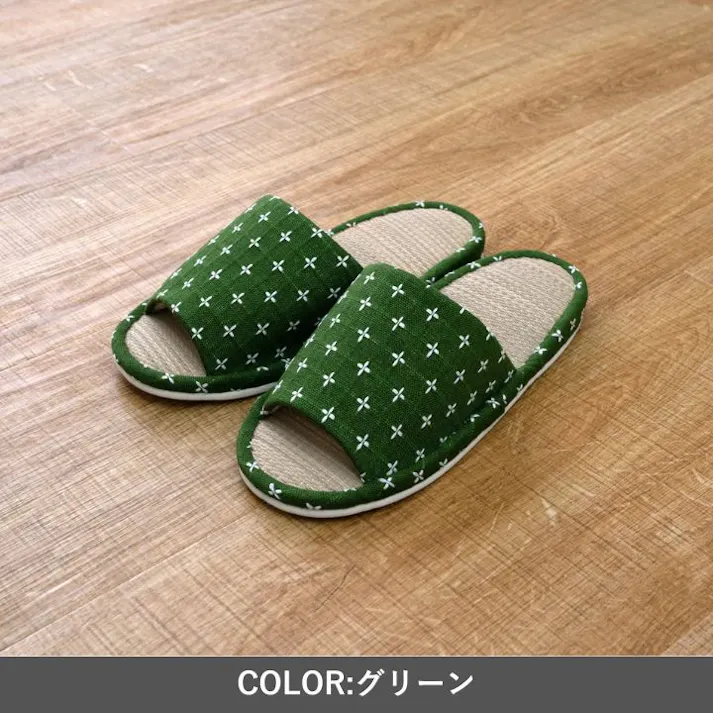 詩織 ルームシューズ レッド M レッド スリッパ 刺し子柄 国産 い草 1260251241202【別送品】