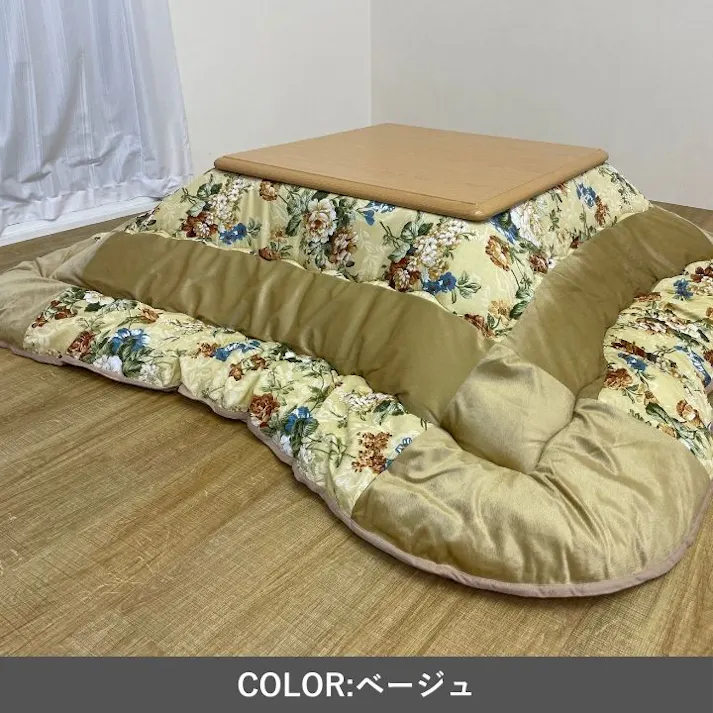 シフォン こたつ掛布団 ベージュ 205×245cm こたつ布団 花柄 あったか素材 4956642115182【別送品】