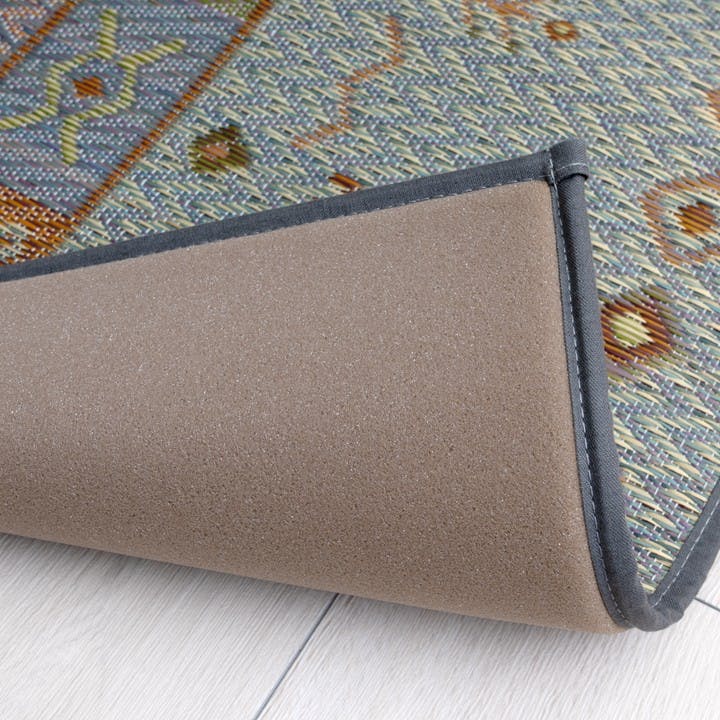 Fミーナ 玄関マット ブルー 約60×90cm 夏用 さらさら 玄関用