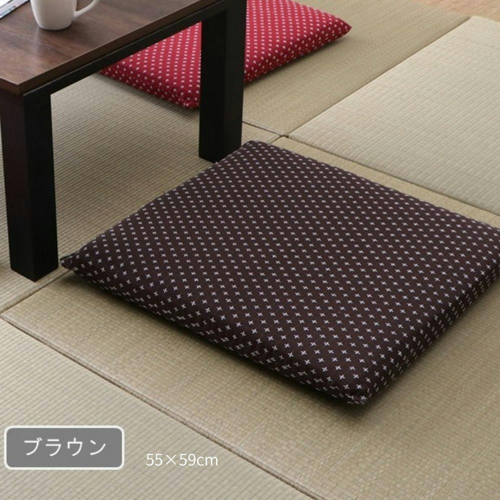 詩織 座布団 ブラウン 約55×59cm 和柄 ふっくら 和室 1240880062504