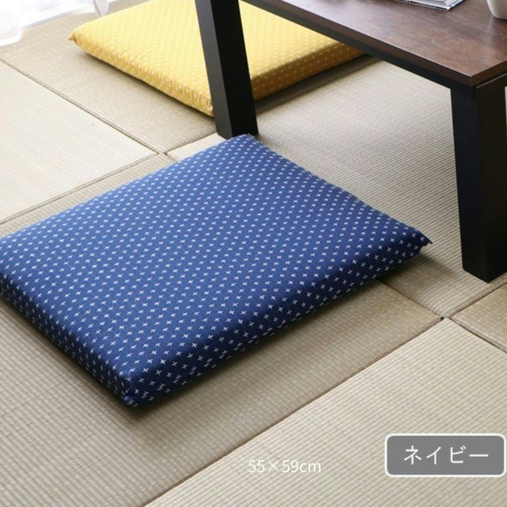 詩織 座布団 ネイビー 約55×59cm 和柄 ふっくら 和室 1240880192504