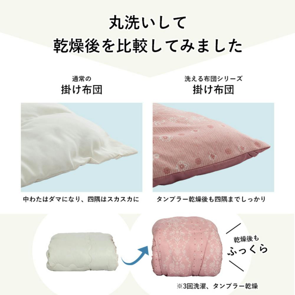 リーフラ 掛布団 ブルー 約170×210×7cm 洗える 乾燥機対応 睡眠