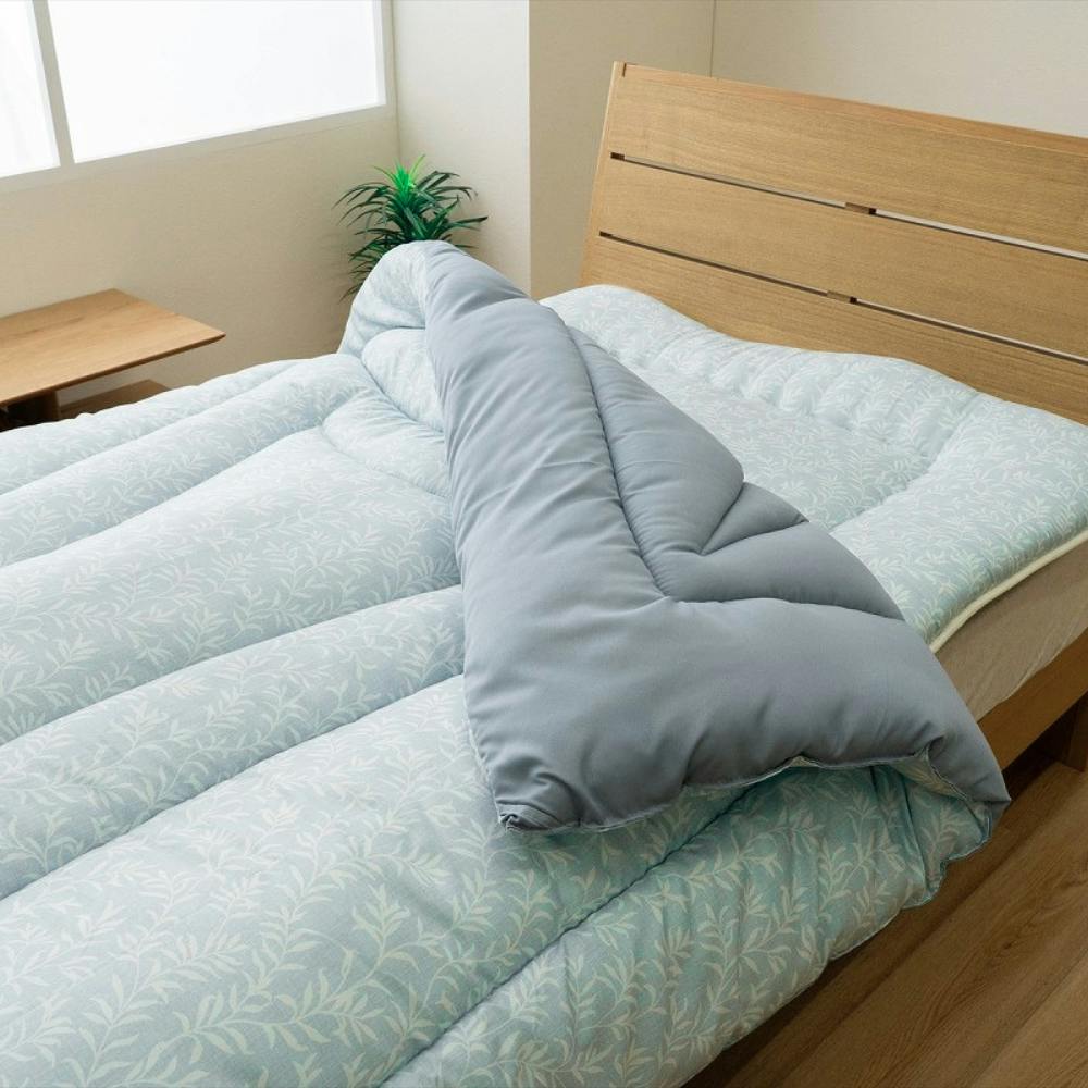 リーフラ 掛布団 ブルー 約190×210×7cm 洗える 乾燥機対応 睡眠