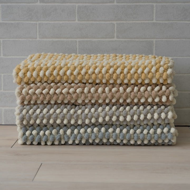チェスター バスマット ブルー 約50×75cm 吸水性 手織り マルチマット