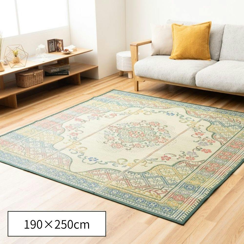DXエリート カーペット・ラグ 約190×250cm エレガンス柄 夏用 ゴザ