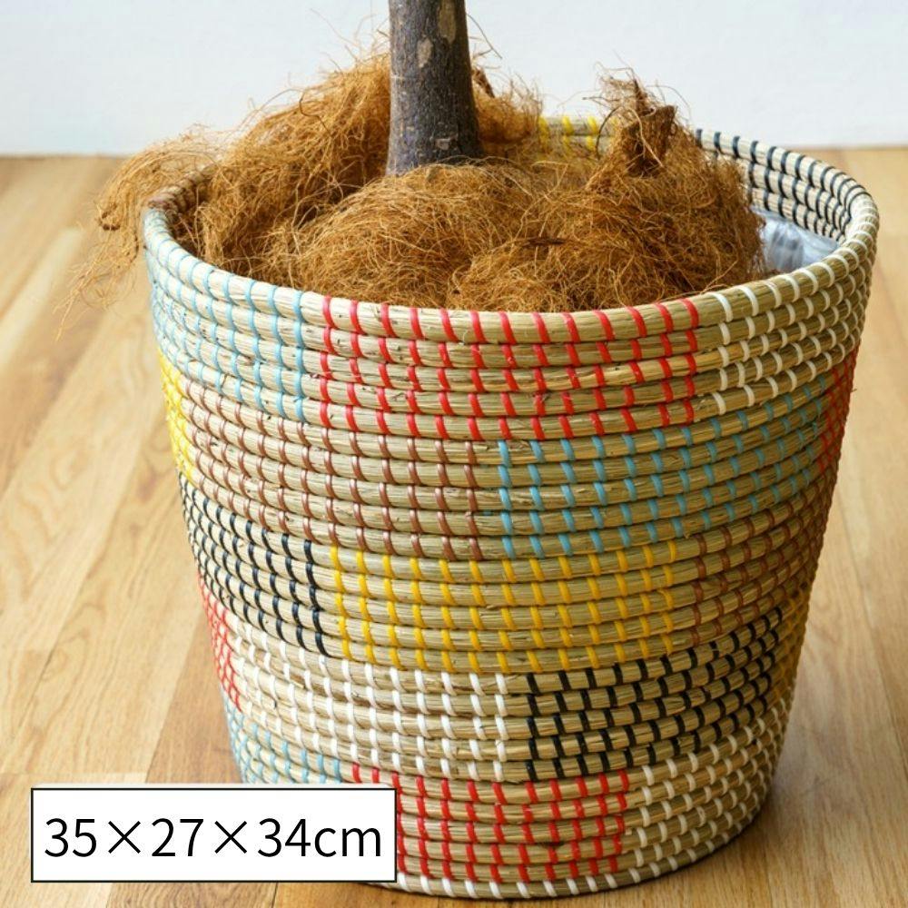 ダナン 置物 鉢カバー 約35×27×34cm 観葉植物 バスケット プランター
