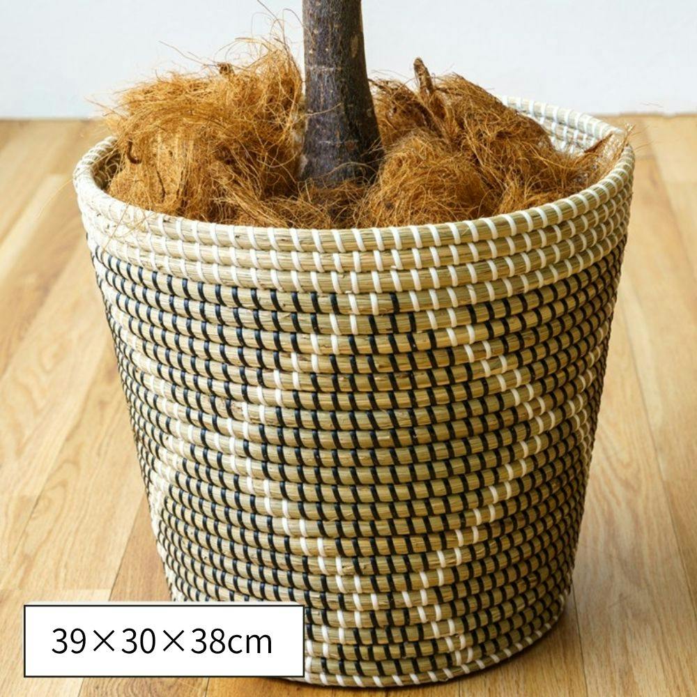 ロンアン 置物 鉢カバー 約39×30×38cm 観葉植物 バスケット プランター