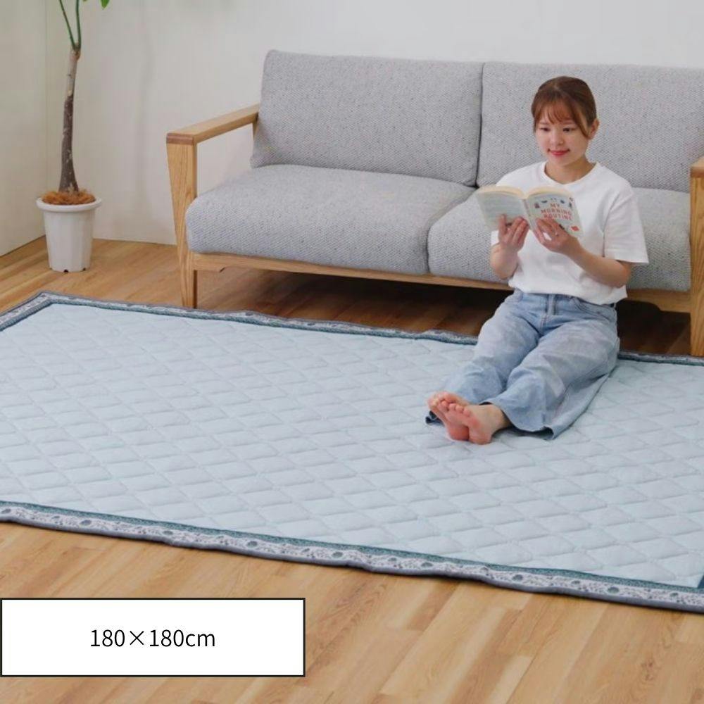 洗える強冷感ラグ カーペット・ラグ 約180×180cm 夏用 ひんやり 洗える