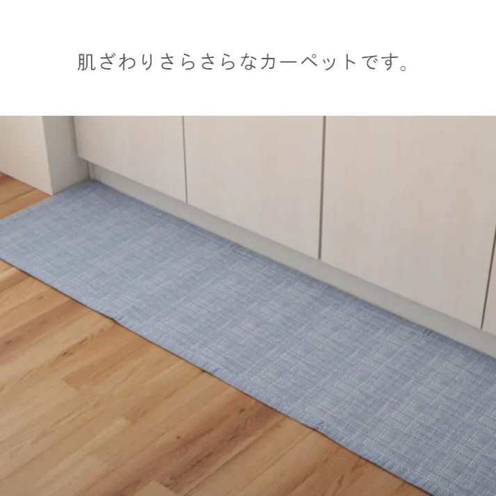 ソラレ カーペット・ラグ ブルー 約180×180cm シンプル 薄手 年間ラグ 1298730044902【別送品】