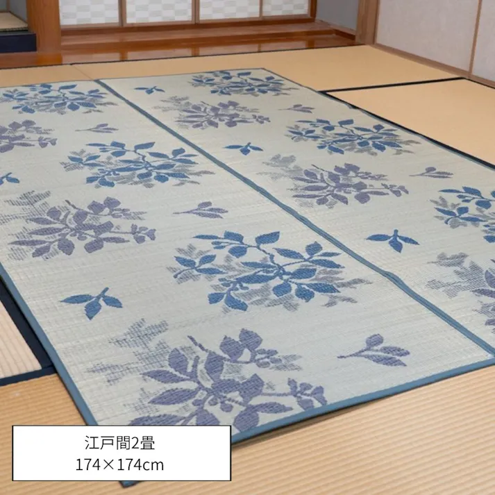 CXリーシャ カーペット・ラグ グリーン 約174×174cm 夏用 ふっくら ゴザ 1030220120202【別送品】