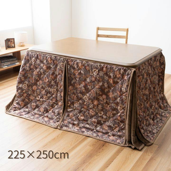 ブラウン 折りたたみ こたつ 長方形 こたつ掛布団 ブラウン 約225×250cm ダイニングこたつ ハイタイプ