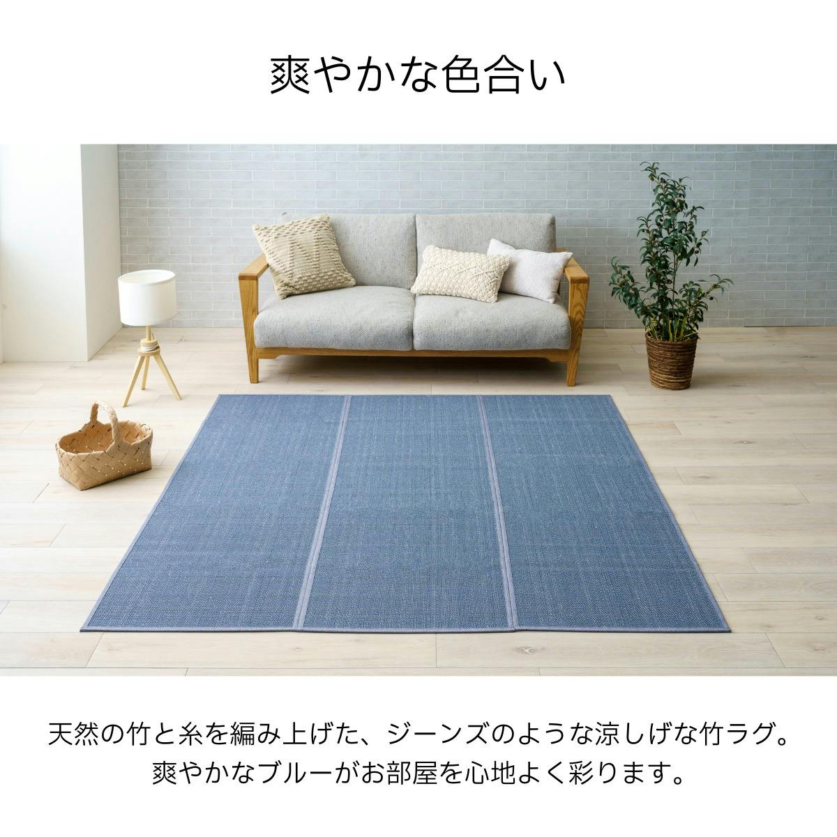 カーペット・ラグ ブルー 約180×240cm バンブー サスティナブル