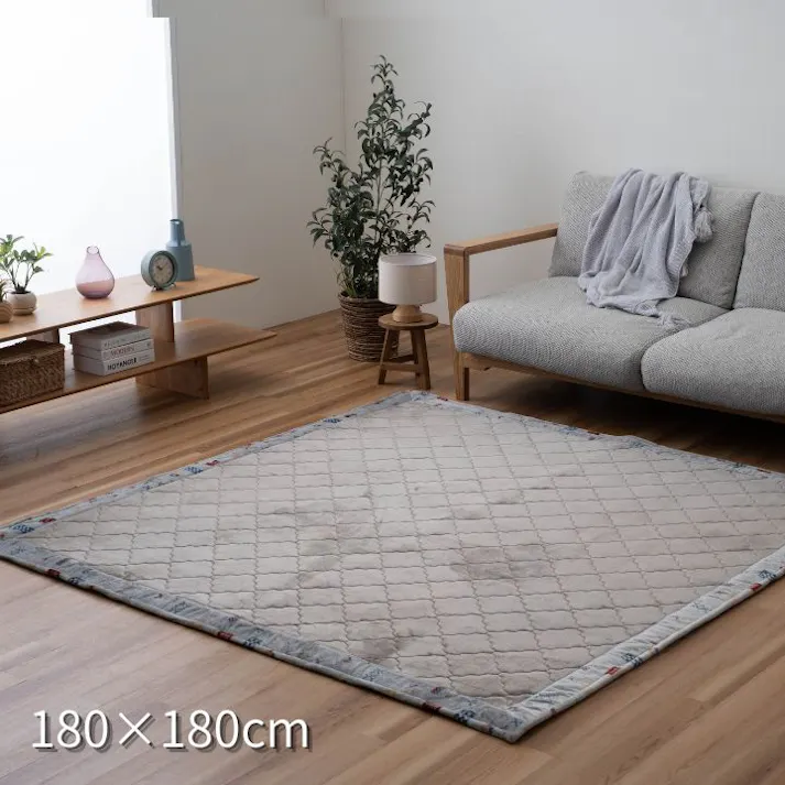 カーペット・ラグ グレー 約180×180cm ギャベ柄 ボリュームラグ ふっくら サラク 4550317821646【別送品】