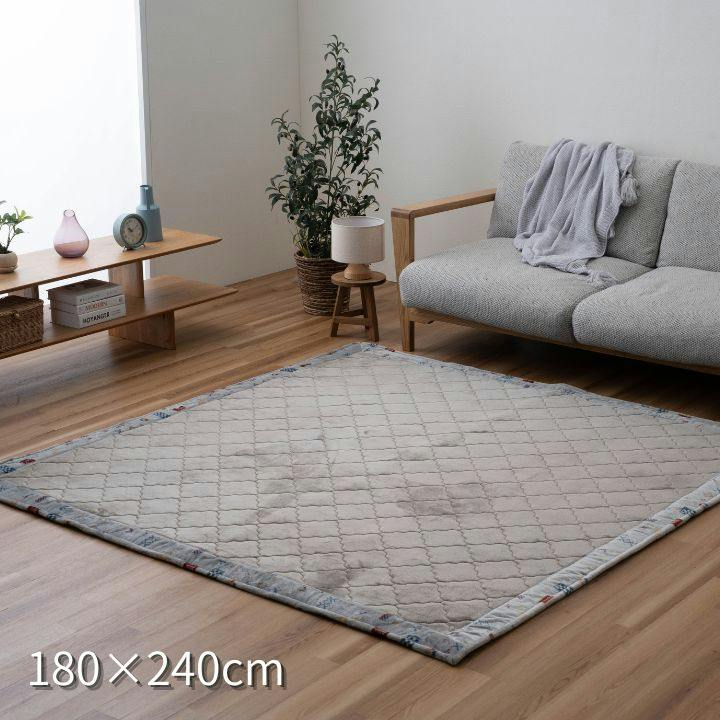カーペット・ラグ グレー 約180×240cm ギャベ柄 ボリュームラグ