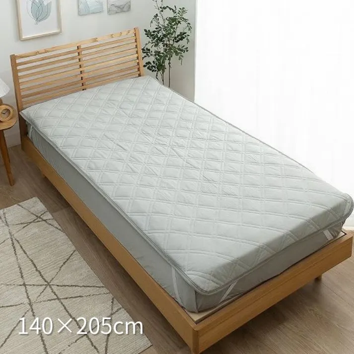 敷パッド アッシュグレー 約140×205cm 冷感 リバーシブル ダブル 圧冷冷敷Pシウォン 4582667782612【別送品】