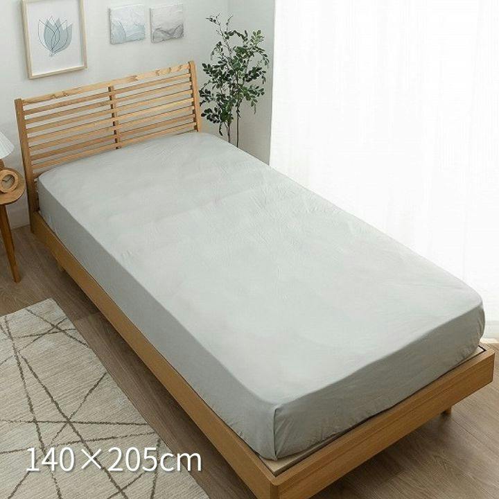 寝具カバー・シーツ アッシュグレー 約140×200cm 冷感 ボックスシーツ