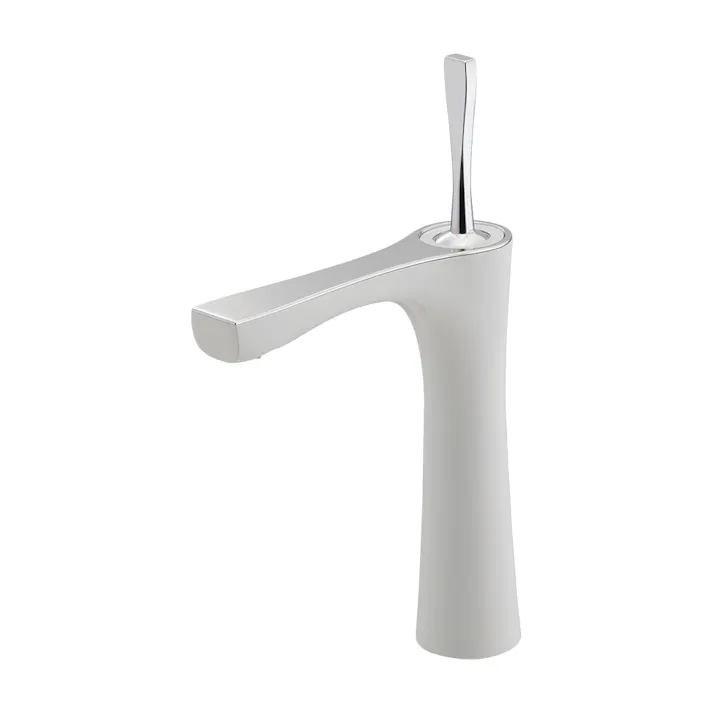 カクダイ シングルレバー混合栓(ミドル)ホワイト 183-312-W【別送品】