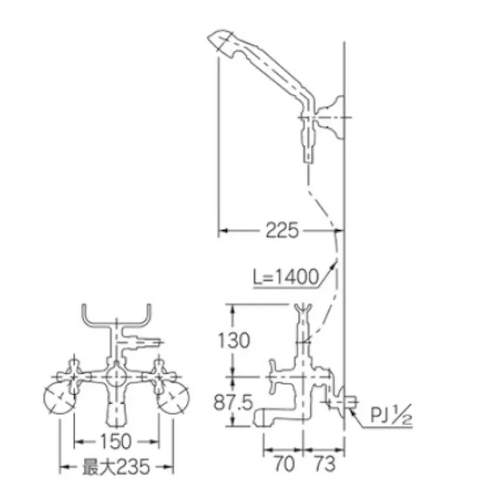 カクダイ 2ハンドルシャワー混合栓ゴールド 133-505-G【別送品】