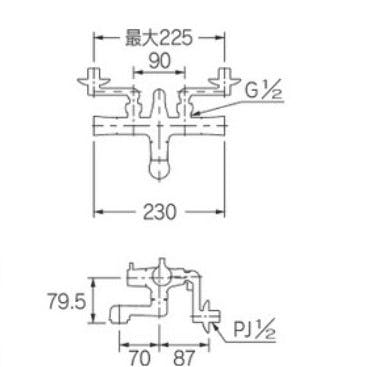 カクダイ 2ハントﾞルシャワー混合栓(一時止水) 139-020K【別送品