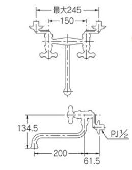 カクダイ 2ハントﾞル混合栓アンティークコﾞールトﾞ 122-007-AG【別送品